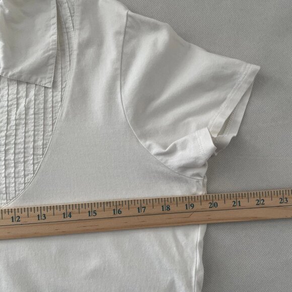 Chico's Womens White Collared Pintuck Pleated Detail Polo Tee Size 2 US Large - Picture 6 of 8